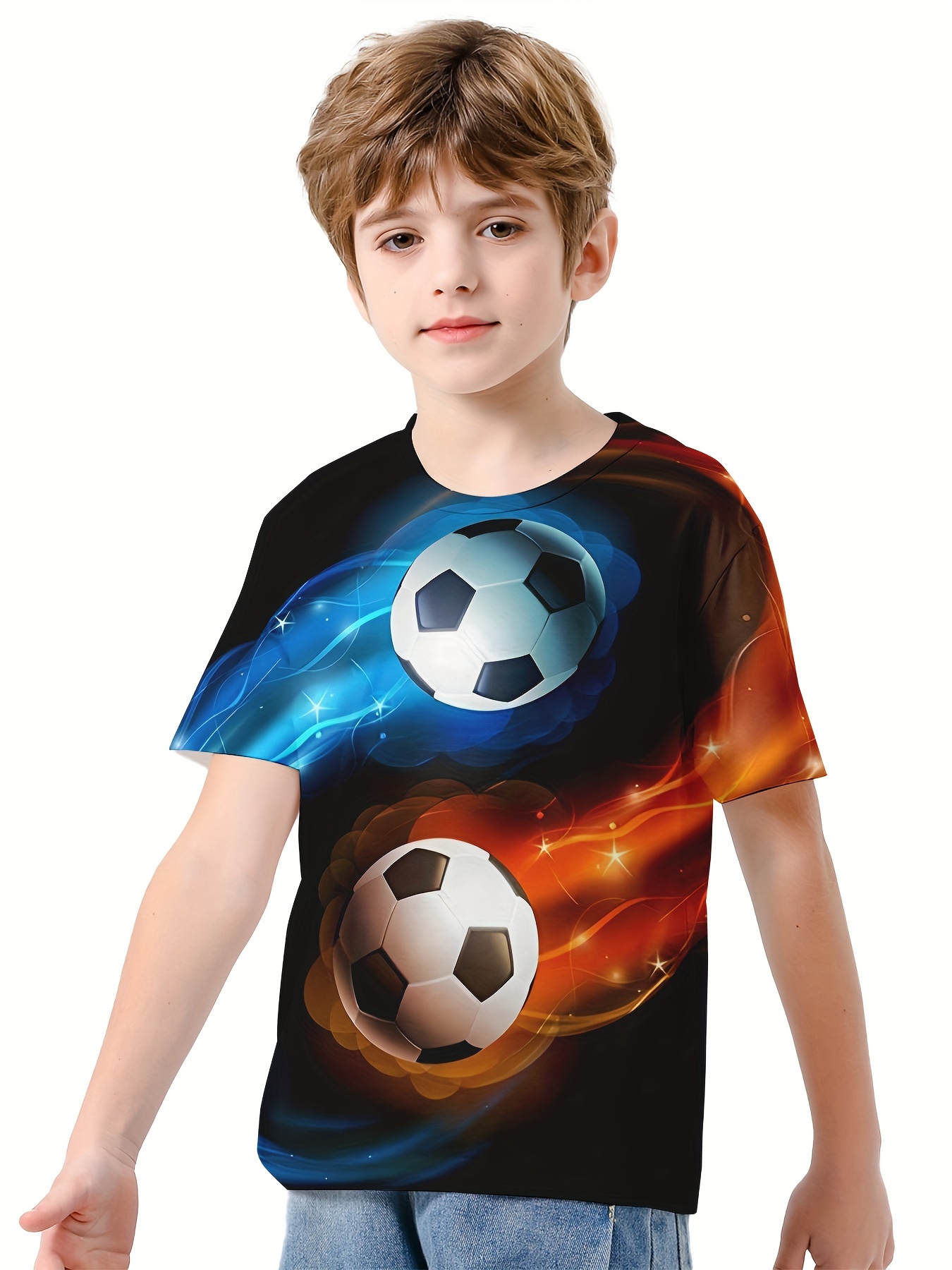 Camiseta Estampado Fútbol Niños Ligeramente Elástica Mangas - Temu Chile