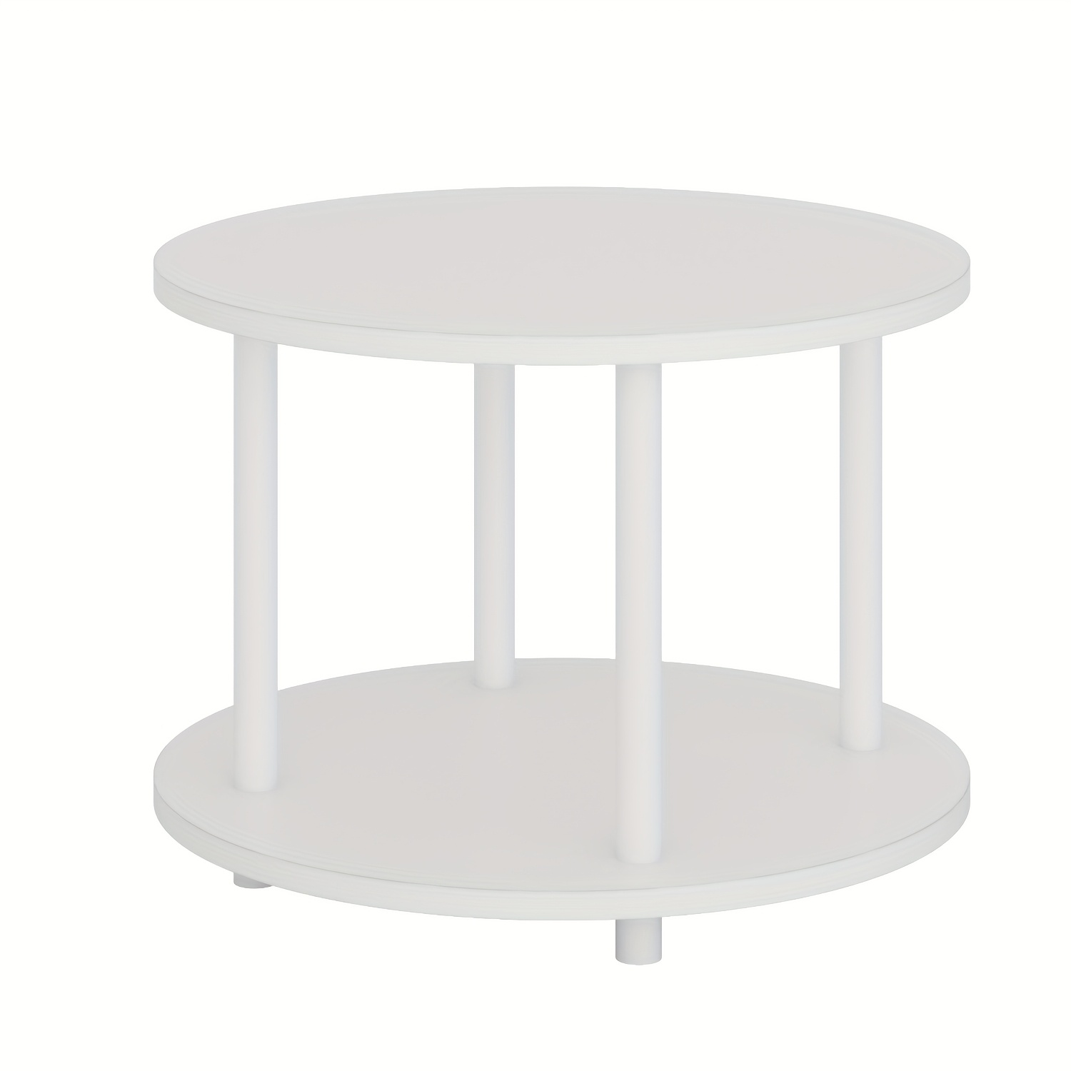 TEMU 1pc Round Coffee Table, Coffee Table For Living Room, 2-tier Rustic Wood Desktop With Storage Shelf Home Furniture
