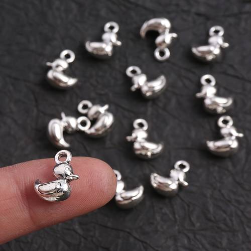 retro distressed alloy duck pendant 24pcs set handmade jewelry additions cute three dimensional duck pendant bracelet necklace earrings jewelry material pack niche design sense style small pendant self made handmade additions versatile style cross b