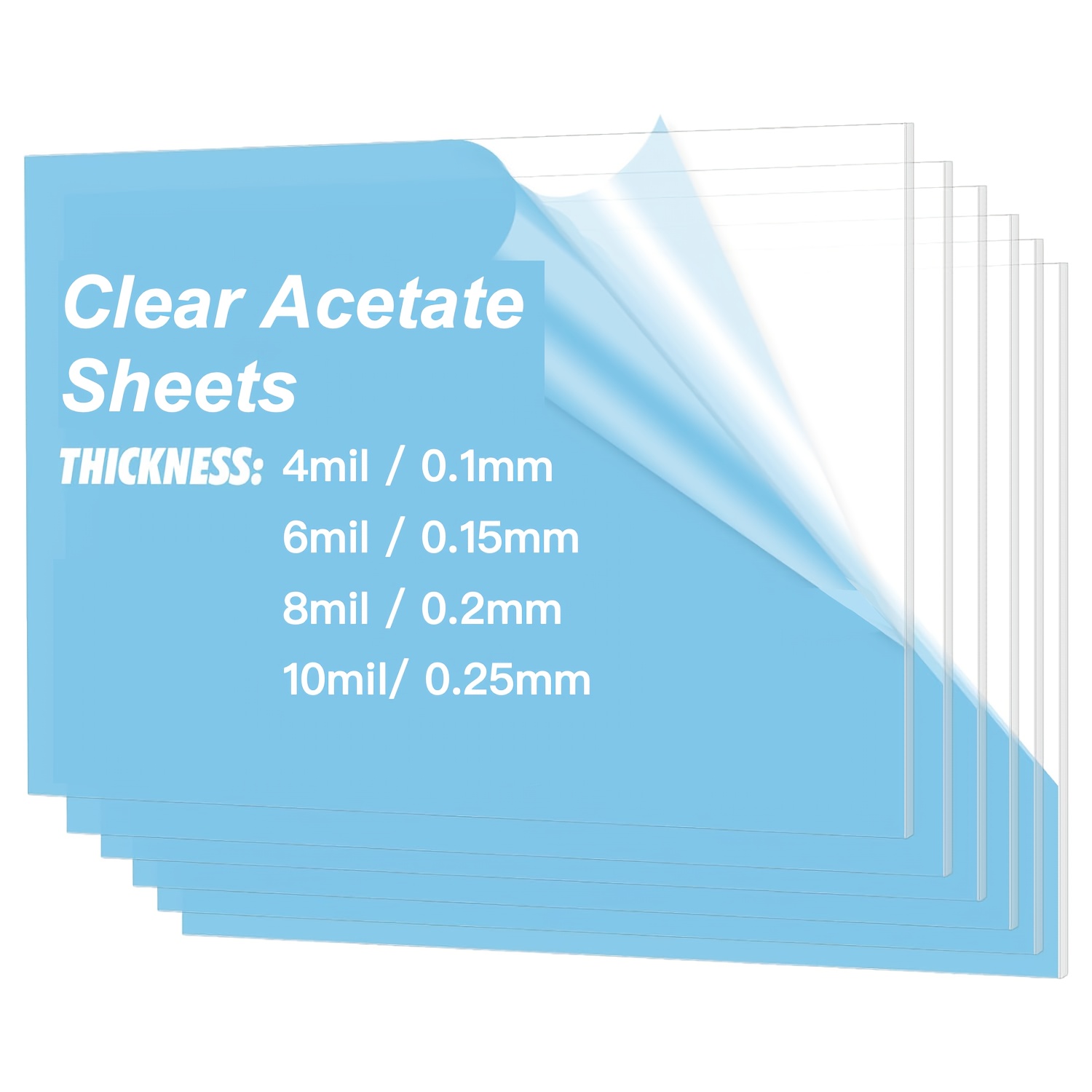 

20-pack Mylar Stencil Sheets, 8. Inch Transparent Pet, Clear For Crafts, Vinyl Cutting, Silhouette, 4/6/8/10 Mil Thickness Options, Plastic Sheets For Diy Projects