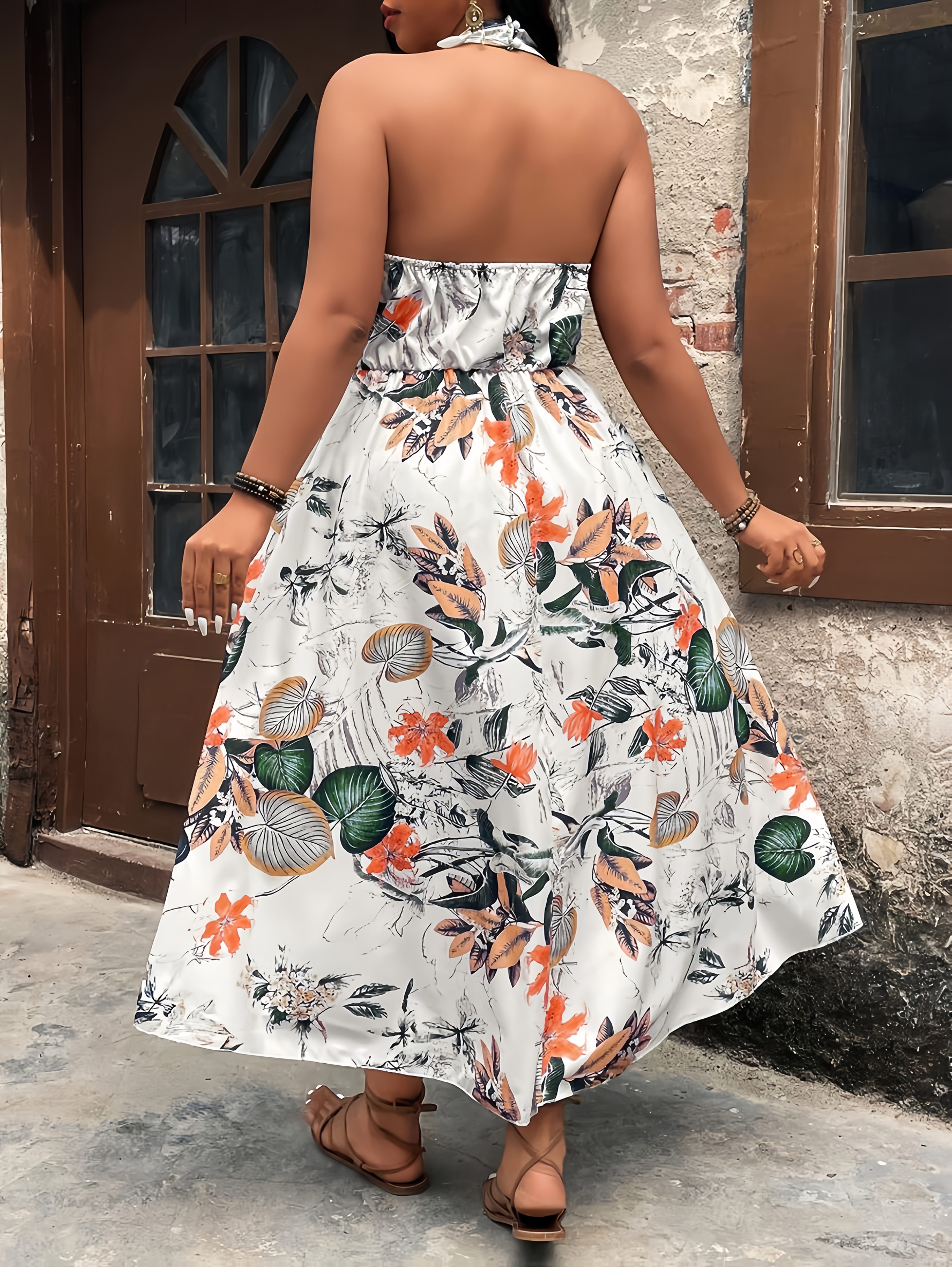 plus size plus size plus size womens neck long dress - Temu