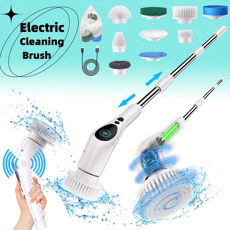 

Electric Rotary Scrubber, Tile Scrubber With Voice And Led Display, 3 Adjustable , 9 Interchangeable Cleaning Headselectric Rotary Scrubber