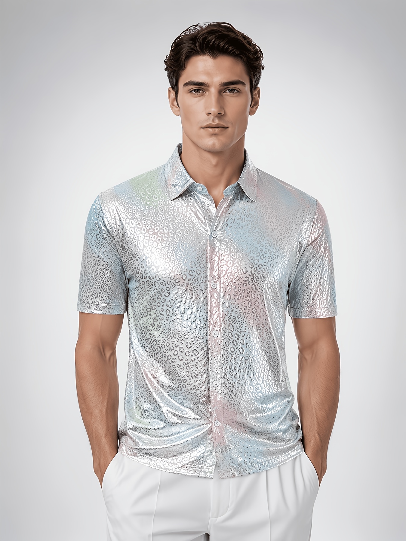 silver dress shirts for guys Barry. Wang Silver Satin Mens Dress Shirts Long Sleeve Solid Formal Shirt, XL