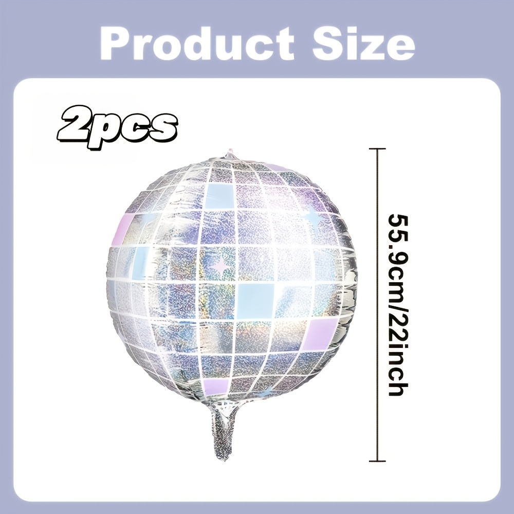 Image of 2pcs Silver Party Balloon Set | Themed Decor, Suitable For Retro Parties, Bride, Hip-hop Disco Dance Evenings, 70s And 80s Themed Party Decorations, Film Material, For Halloween, Christmas
