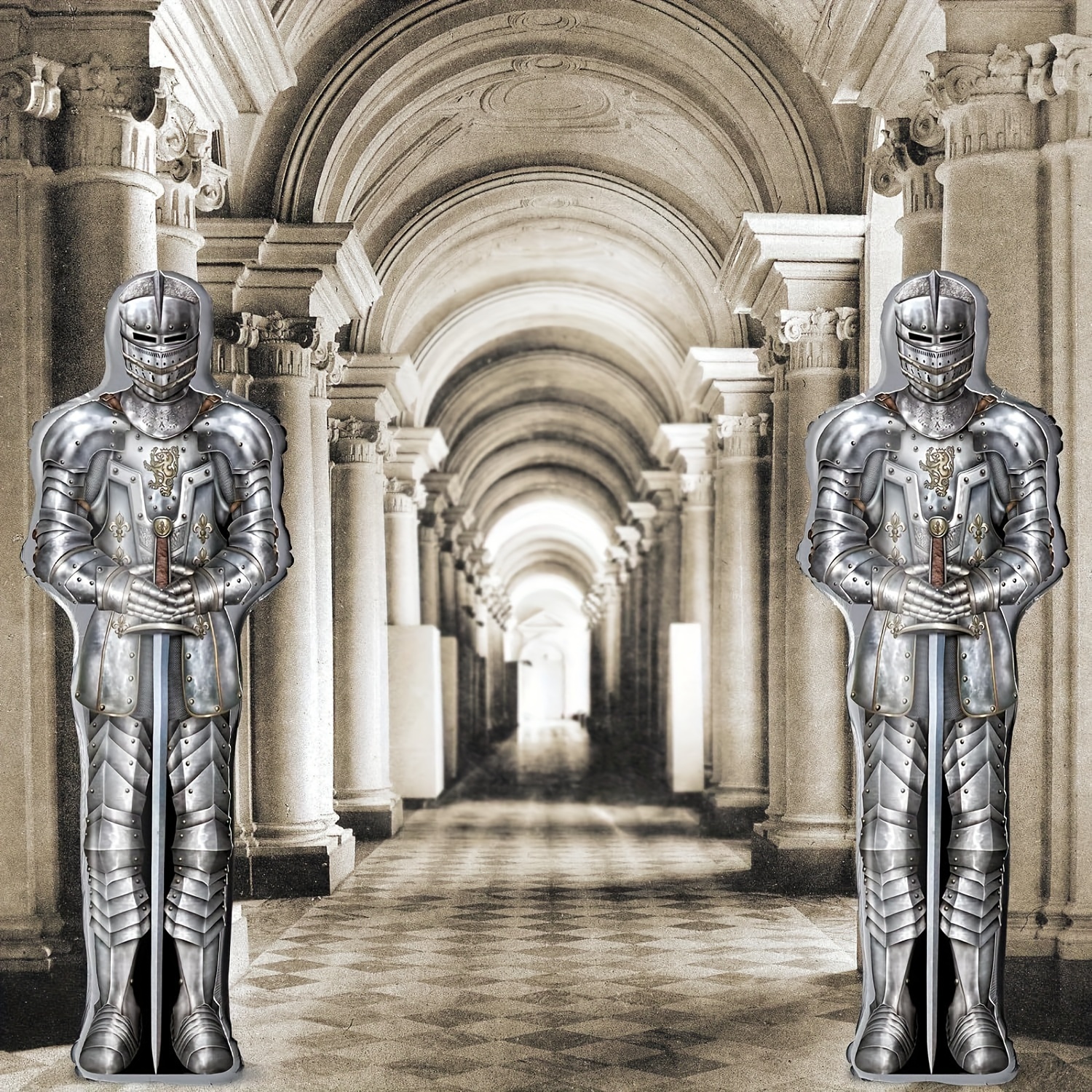 Image of 2-pack Medieval Knight Party Balloons - Aluminum Foil, Mixed Colors, No Electricity Needed, Perfect For Halloween & Western-themed Birthday Celebrations, Halloween Decorations