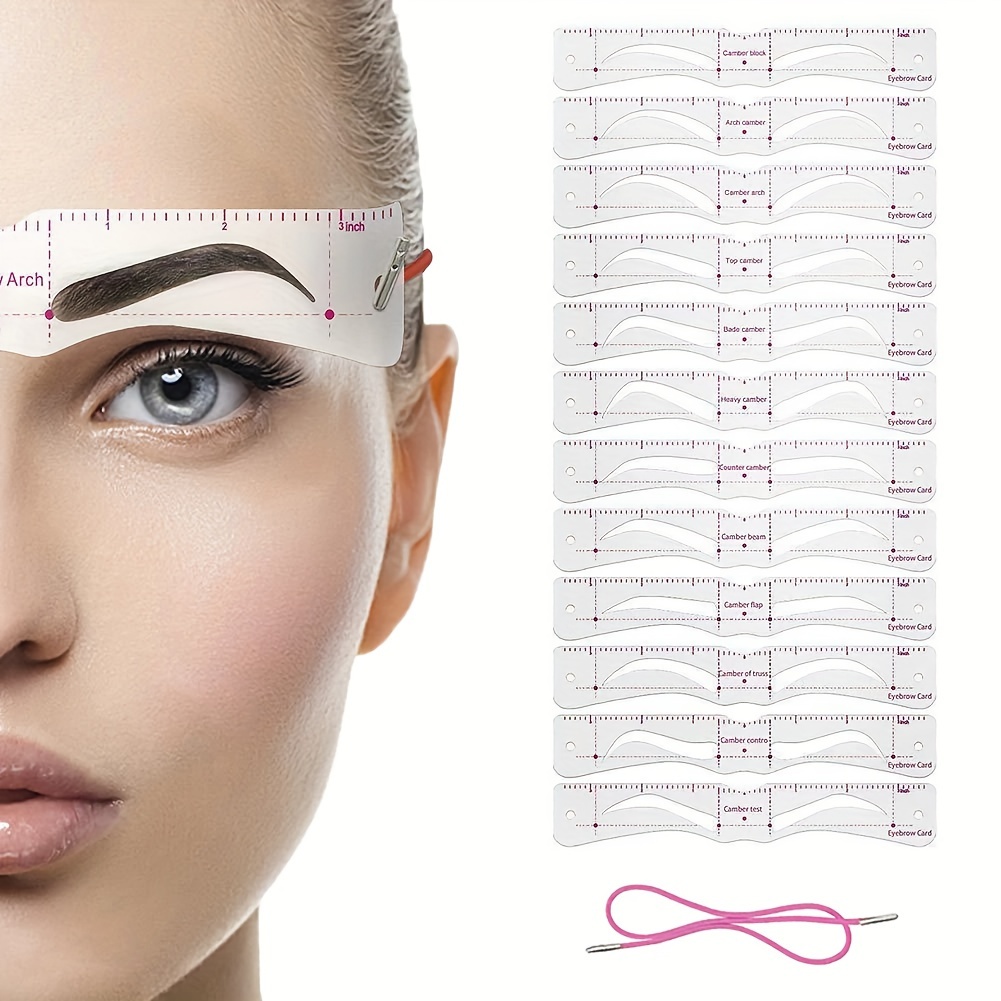 

12pcs Eyebrow Shaping Kit: Reusable Stencils & Pvc - -free, No Battery Needed