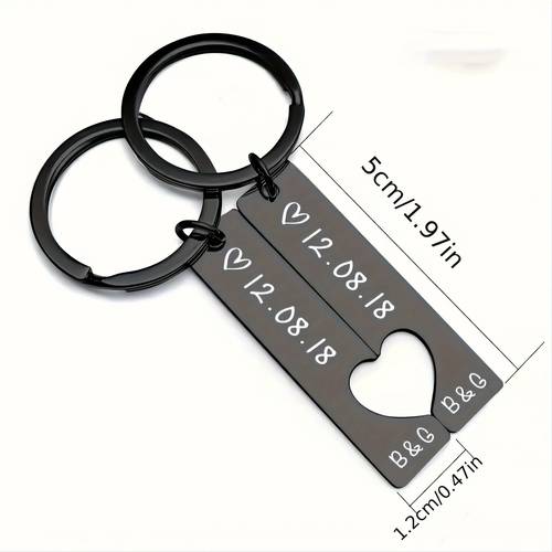 gepersonaliseerde gegraveerde roestvrijstalen sleutelhanger - het perfecte romantische geschenk voor koppels, & verjaardagscadeau