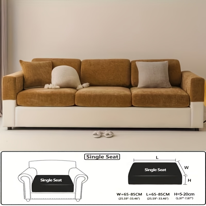 TEMU 1pc Chenille Cover, Solid Color V-shaped Letter Sofa Slipcover, Elastic And Non-deformable, Suitable For , Anti-scratch 360-degree Wrap-around