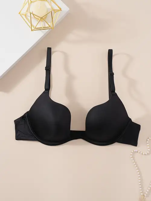 Low Plunge Push Up Bra With Clear Straps Low Cut Convertible - Temu Canada