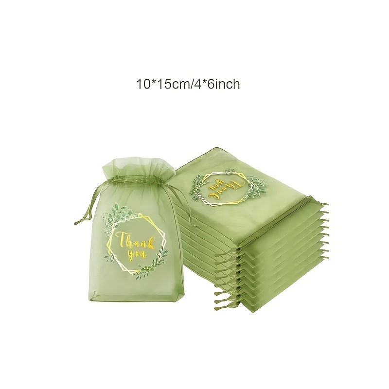TEMU Lot de 50 sacs de remerciement à imprimés feuilles (4 x 6 pouces), convient pour de mariage et de fête d'anniversaire, emballage de bijoux pour