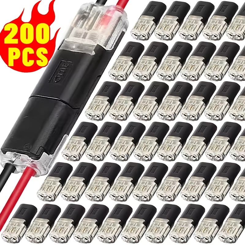 TEMU 200pcs Double-wire Plug-in Connector Led Light Strip Connectors 2 Pin, Pluggable Low Voltage Wire Connector With Locking , Wire Connectors For
