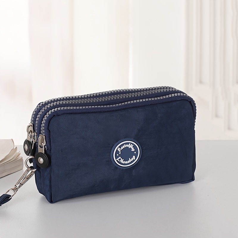 TEMU Billetera portátil con cremallera para monedas y teléfono, bolso cruzado de viaje con cremallera de 3 capas para hombre