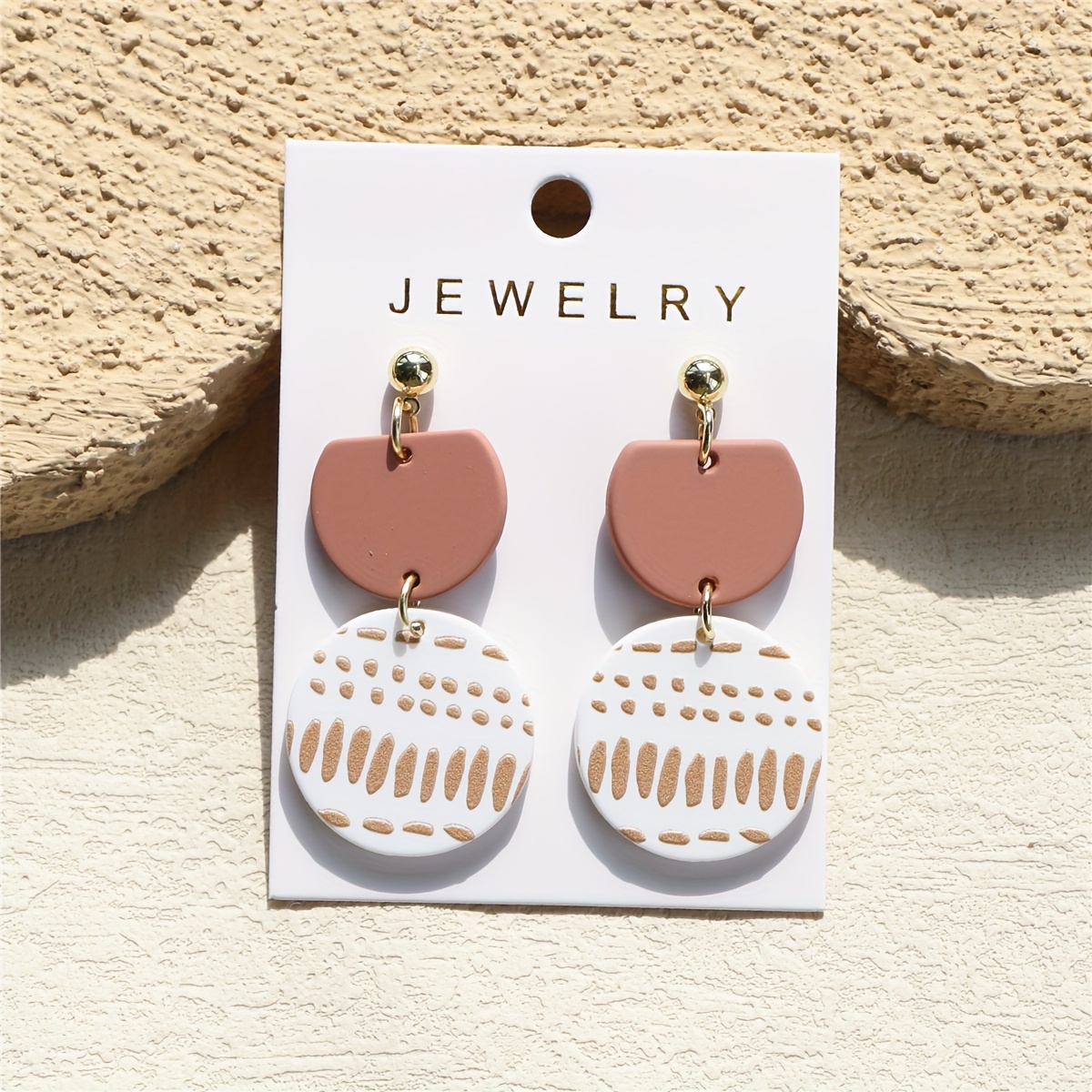 Image of 1 Pair Of Elegant Acrylic Dangle Earrings With Heart & Wave Patterns - Stainless Steel Hooks, & Gifts, Stylish Accessory|modern Earring Design|durable Earrings