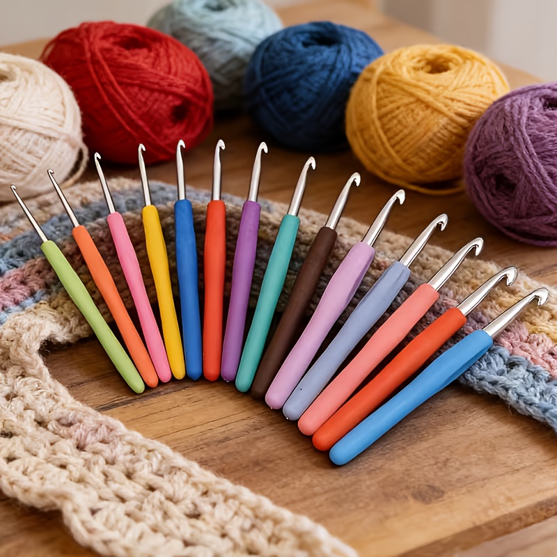set de 19 ganchos de crochet, set de crochet  , cuerpo de aguja de aluminio   y  , 9 ganchos de crochet (2mm-6mm) con    , con 10 adiciones auxiliares de   aleatorios, colores brillantes que iluminan el manualidades divertidas (colores aleatorios)