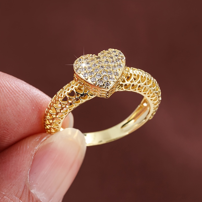 Women's Trendy Heart-Shaped Hollow Design Ring Set