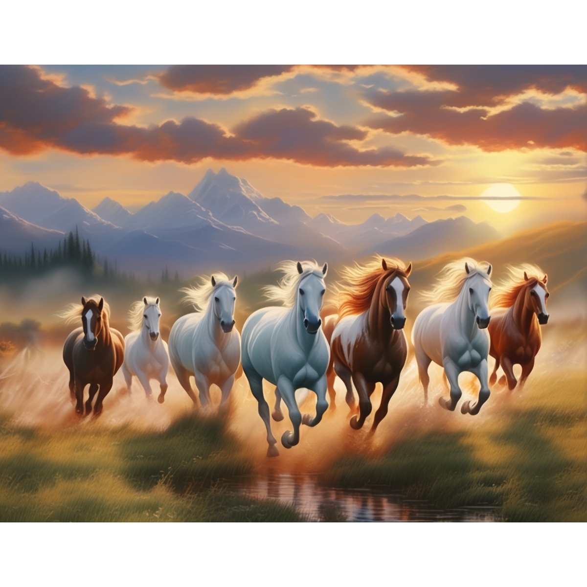 

1pc Horse Diamond Art Painting Tools Adult Diy Diamond Art Tools For Beginners With Round Full Artificial Diamond Gems Gifts For Home Wall Decor