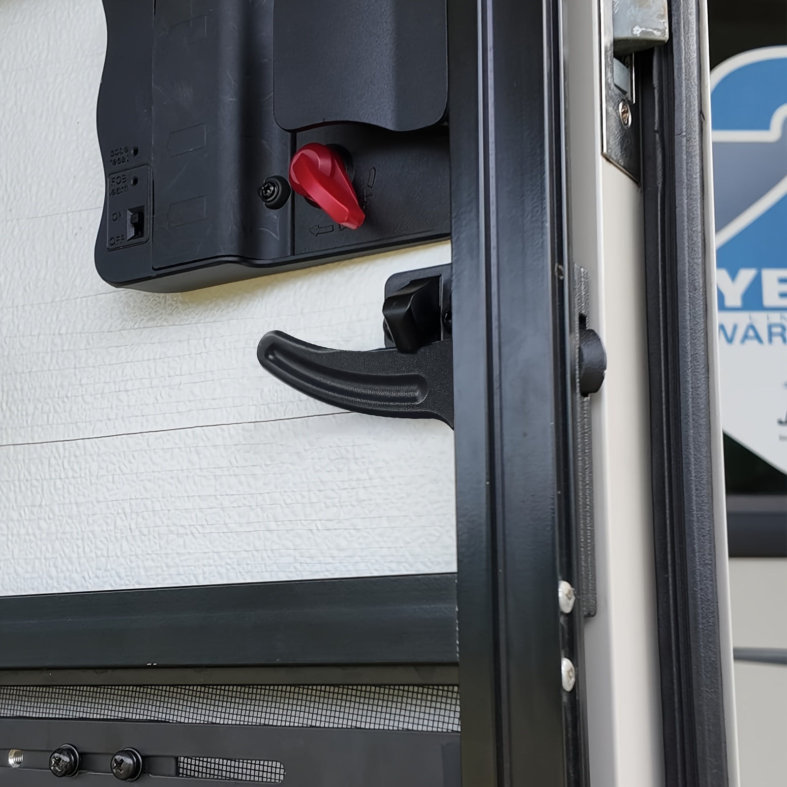 TEMU Rv Screen Door Latch Right Handle Replacement Kit - Universal Handle Kit, Entry Door Hardware For Rv Travel Trailer Motorhome Cargo Trailer