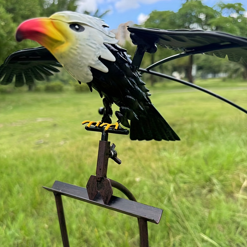 TEMU 1 Set Fliegender Adler Windrotator Pile Eisenflügel Flatternder Adler Lebensechtes Adler Gartenkunst Ornament Metall, Garten Logo