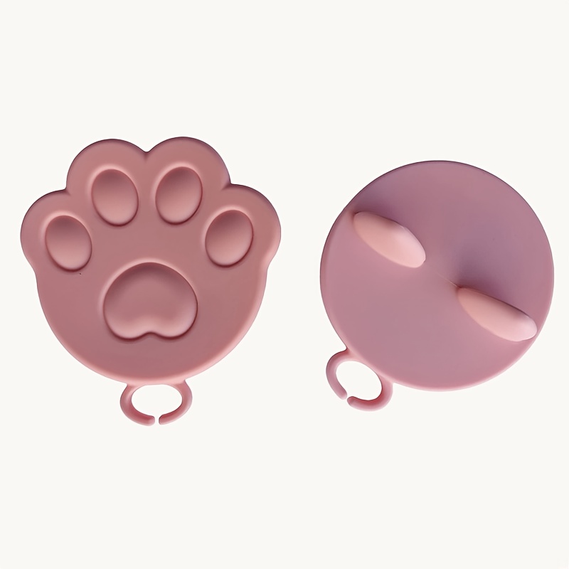 TEMU 2 piezas Lindo Set de Tapas para Latas de Mascotas con Forma de Orejas y Patas de Gato, Material de Silicona , 1 Tapas se a Múltiples Tamaños de