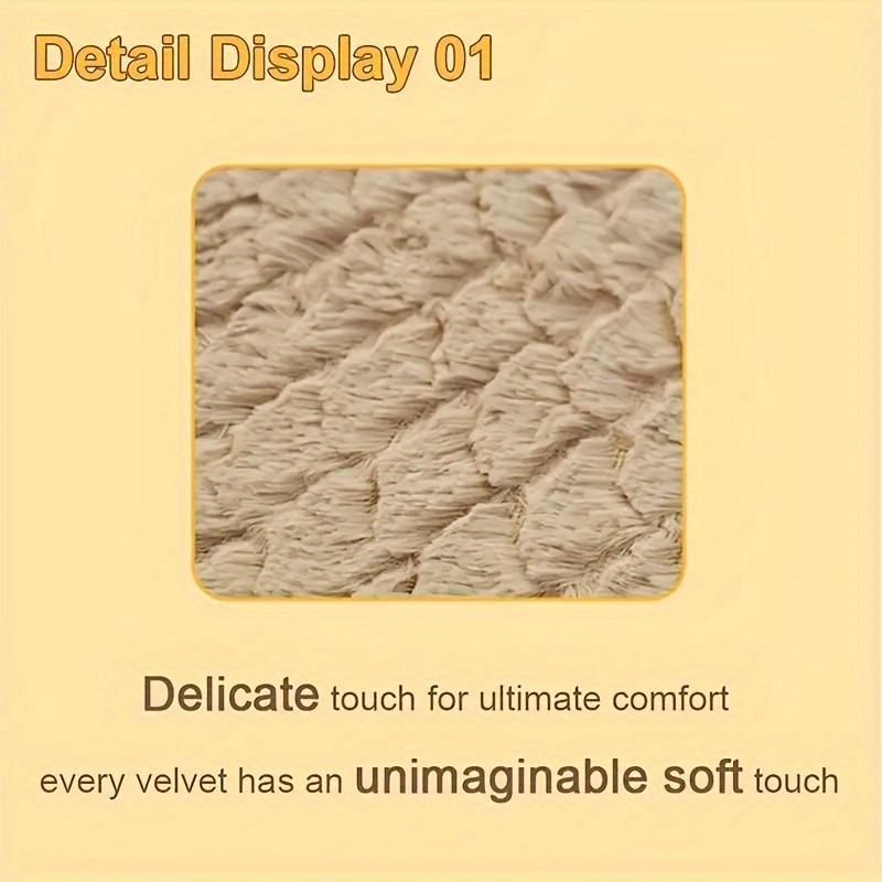 1pc ultra soft short plush pet bed mat for small to medium dogs cats beige removable washable with high   wave sponge filling cozy     resting pad small dog bed details 4