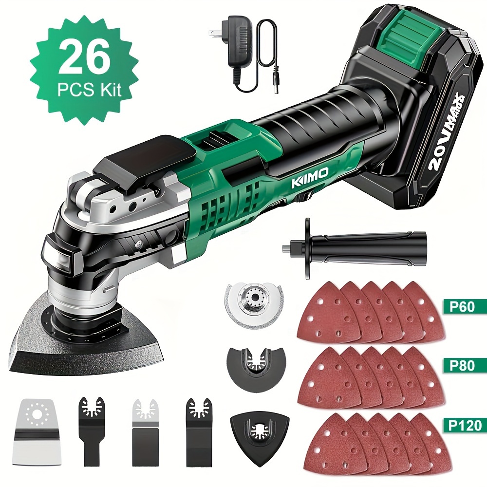 

Kimo 20v -tool, Battery Poweered Oscillating Tool Set 3° , 6 , Blades, , Battery And Charger Included, Suitable For Cutting Wood, , , , And