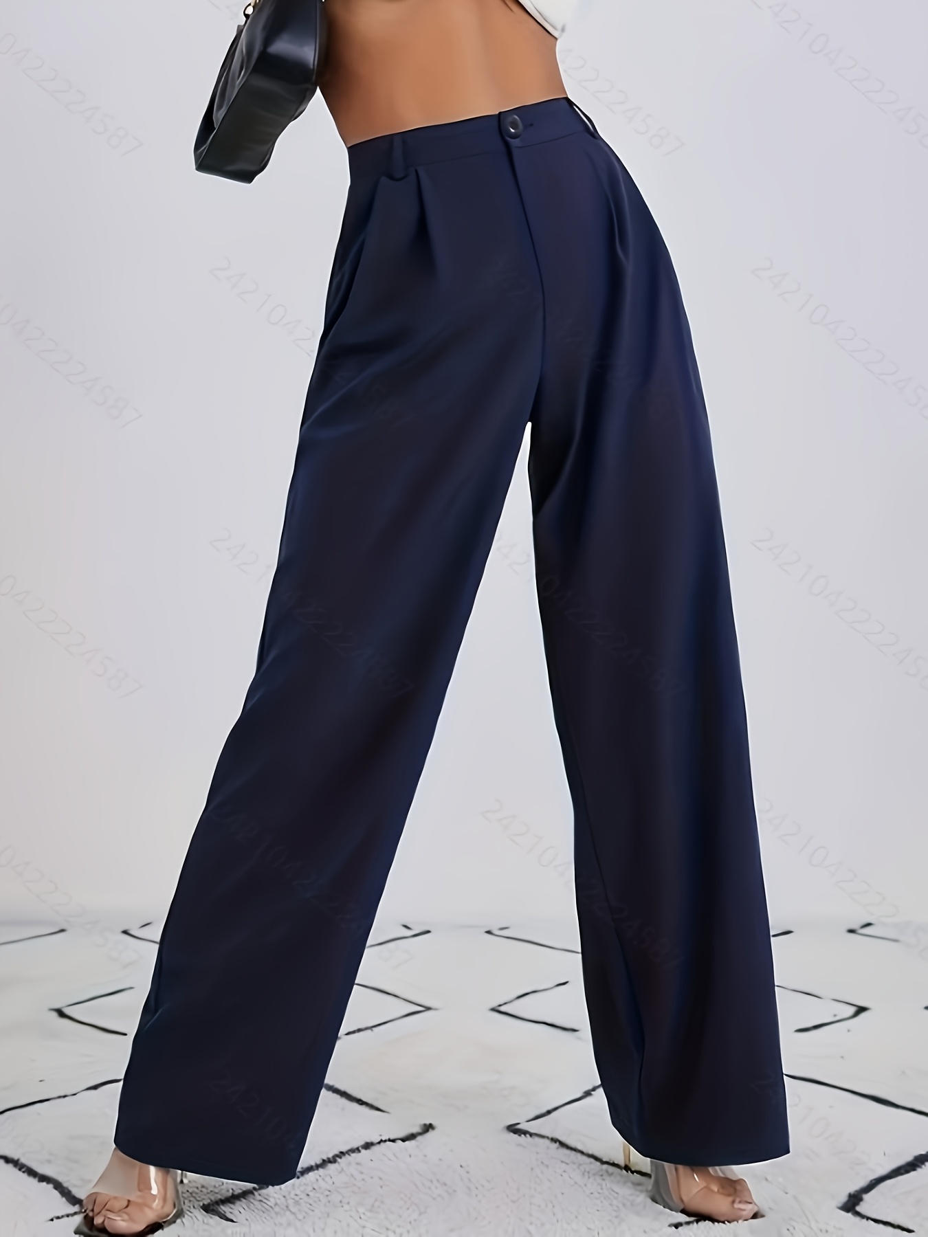 Women'S Navy Blue Straight-Leg Pants - Elegant Design, High Waist, Wide  Leg, Suitable for Casual Or Formal Occasions, Comfortable in * Stylish  Adult Clothing | Elegant Wide-Leg Pants | * Pants