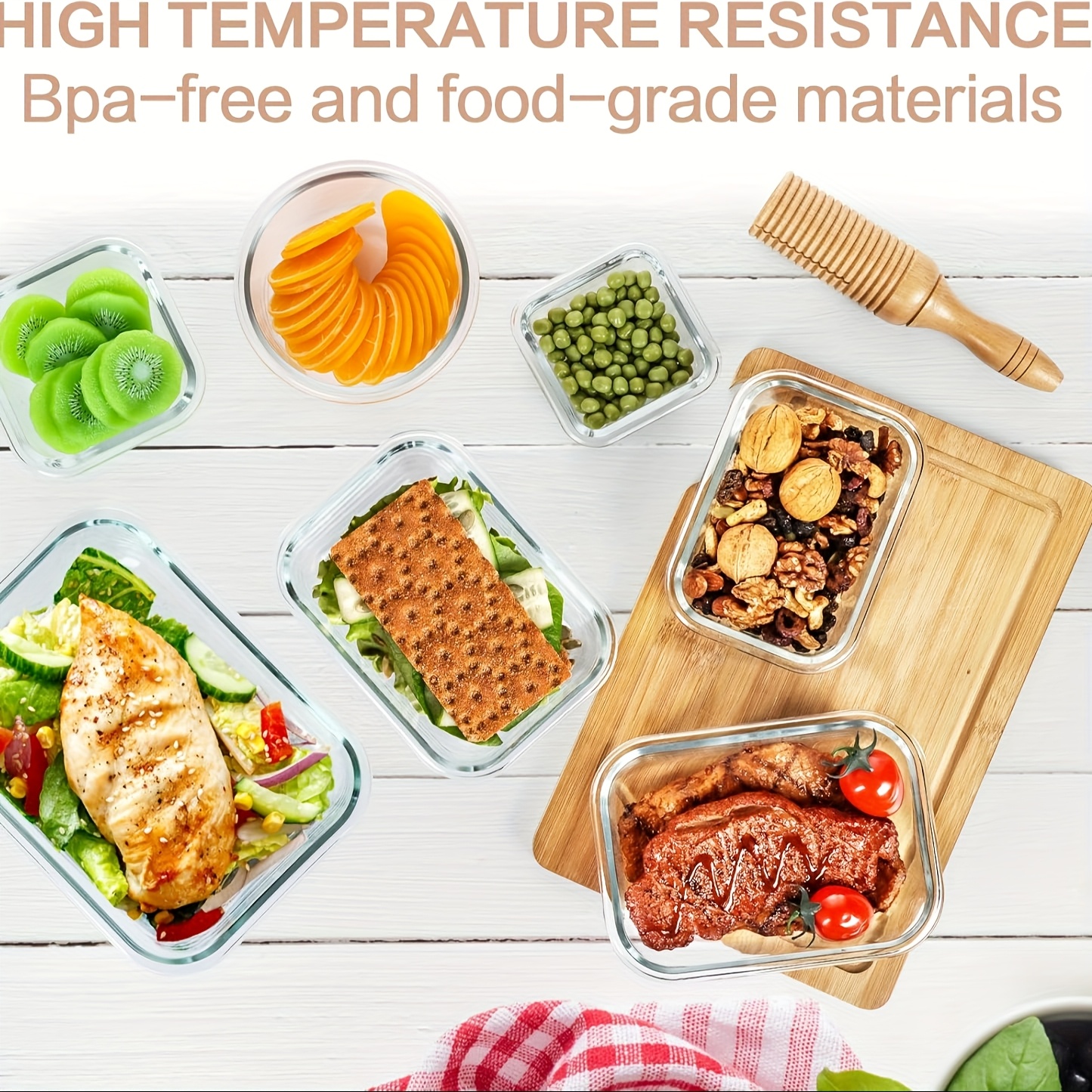 glass food storage containers 15pcs meal prep containers in glass lunch bento boxes with leak proof lids for microwave freezer dishwasher bpa free gray Product details 2