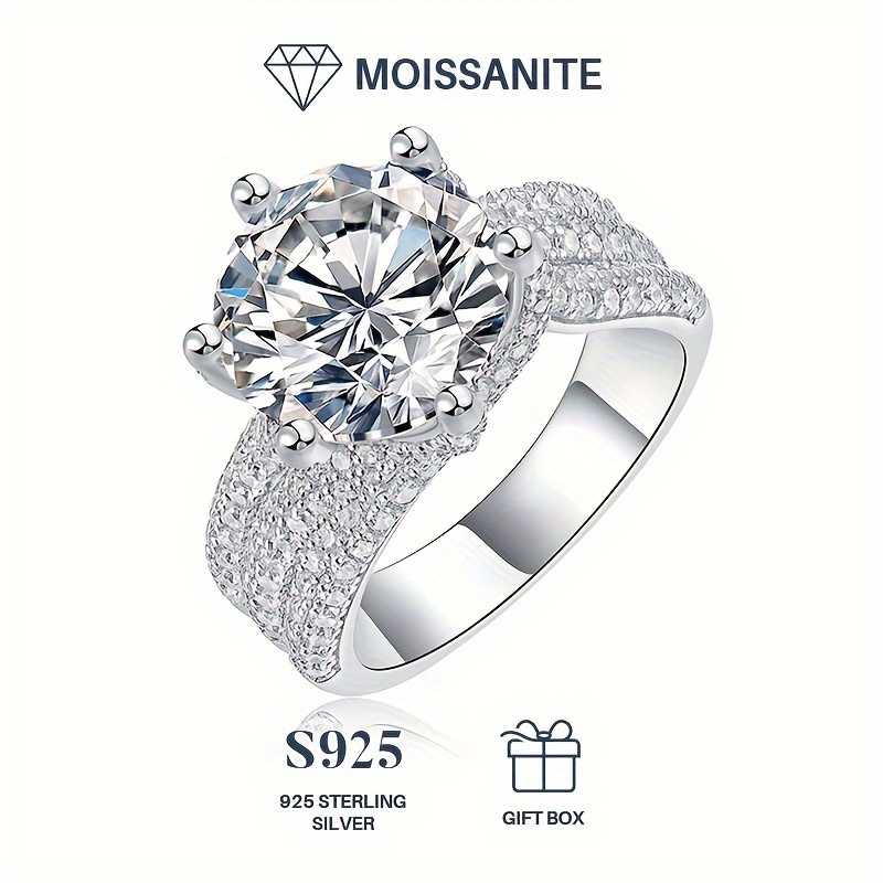 2 Carat Round Cut Colorless Moissanite Engagement Ring - Temu