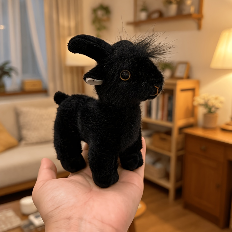 Black and White Goat Plush Stuffed Animal Set, Realistic Farm Animal Dolls