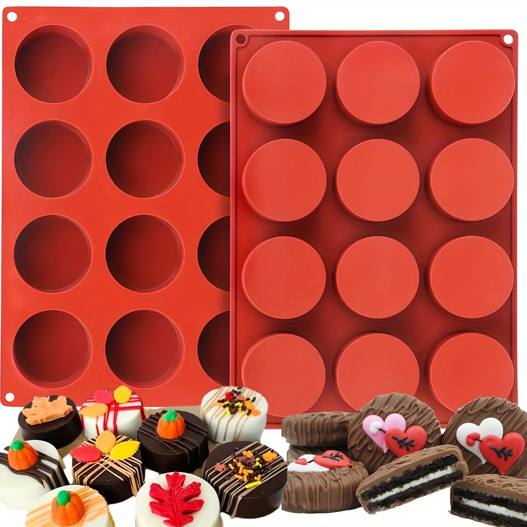 

2pcs Round Chocolate Biscuit Baking Mold -12 Cavity Cylinder Silicone Mold, Suitable For Sandwich Biscuit Muffin Cupcake Brownie Pudding Cake Baking Silicone Mold