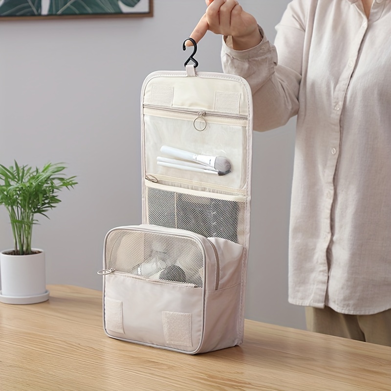 

Travel Toiletry Bag, Waterproof Storage Bag With Hook, Oxford Cloth Multifunctional Folding Hanging Makeup Storage Bag