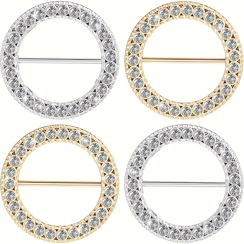 E-shop 4-teiliges Schalring-Set, Strass-Schal-Clip, Hemd-Krawatten-Clip, tragbare Gürtelschnalle für Damen, Taillenstraffungs-Clip, Bekleidungszubehör,