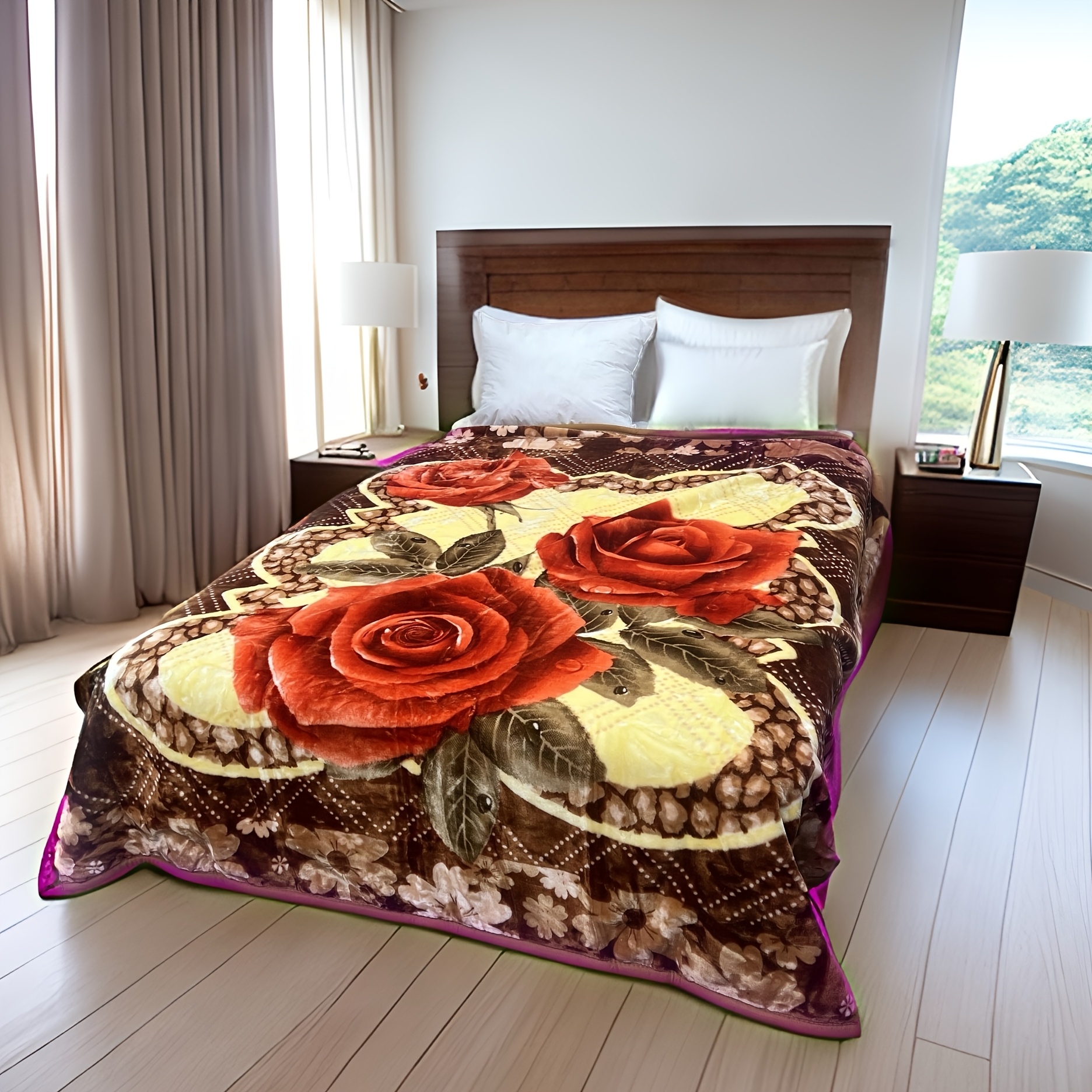 new super soft 2ply 2side mink style brown color embossed queen size blanket warm and heavy   season no fading no shrink washing washable size 75x87inch weight 6 5lbs details 6