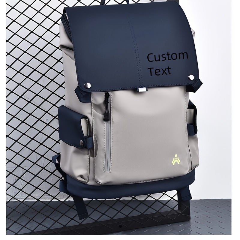 Customizable Text Casual Backpack for Men, Multifunctional Laptop Bag for Business Commuting, Large Capacity Travel Backpack Made of Oxford Cloth