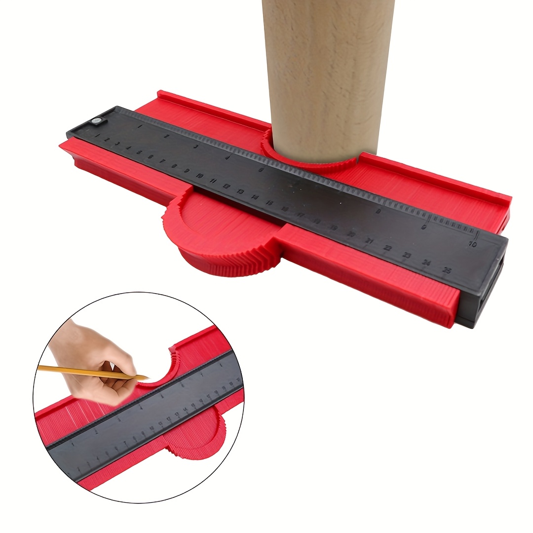 Newshark 10-inch Red Contour Gauge Duplicator - Widened Profile For Precise Irregular Shapes, Durable Abs Plastic, & Easy Cutting Wood Template Measuring Tool