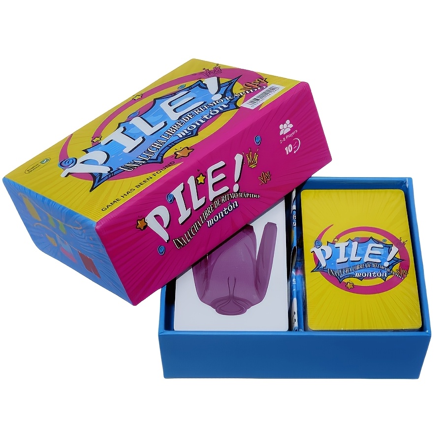 

Pile! - English & Spanish Card Game For 2-8 Players, Memory Stacking Fun For Adults & Teens, Family, Travel, Party - Cardboard Material, Design, 14+, Card Games For All