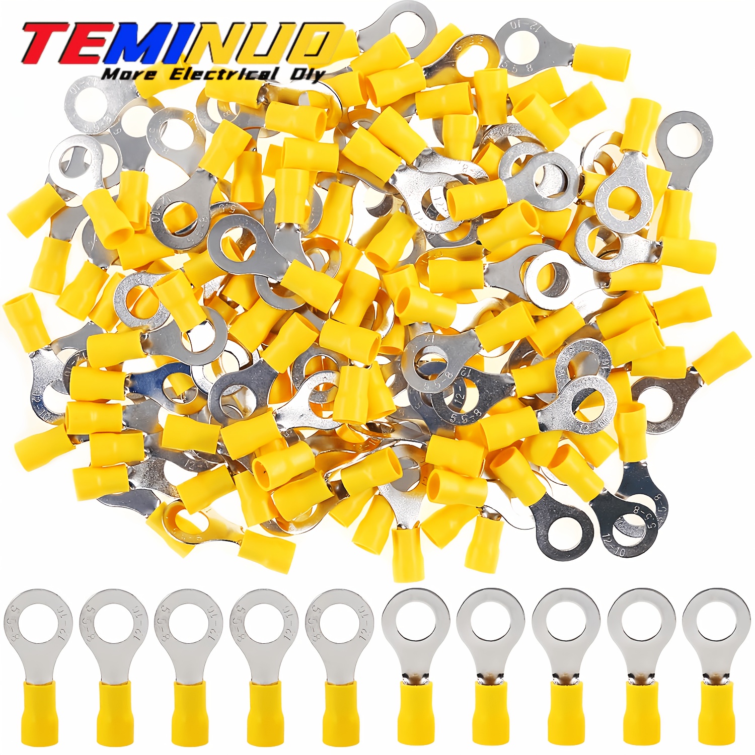 TEMU 70pcs Insulated Ring Wire Connectors Kit O-ring Crimp Terminal Insulated Electrical Wire Connector For Automotive Marine Boat Truck Trailer Rv