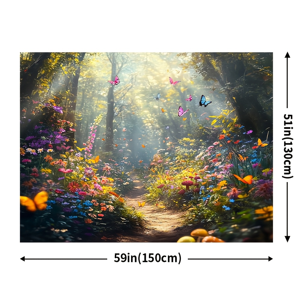 Verzauberter Wald Und Schmetterling Wandteppich Wanddeko_voghion.com