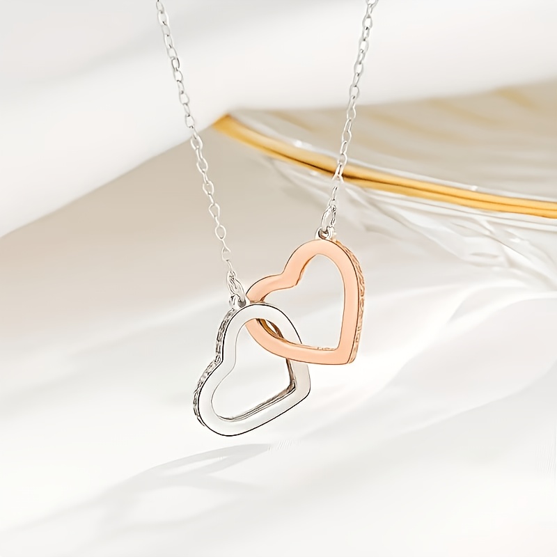 Elegant Bohemian Heart Necklace Gift Box, Interlocking Pendant