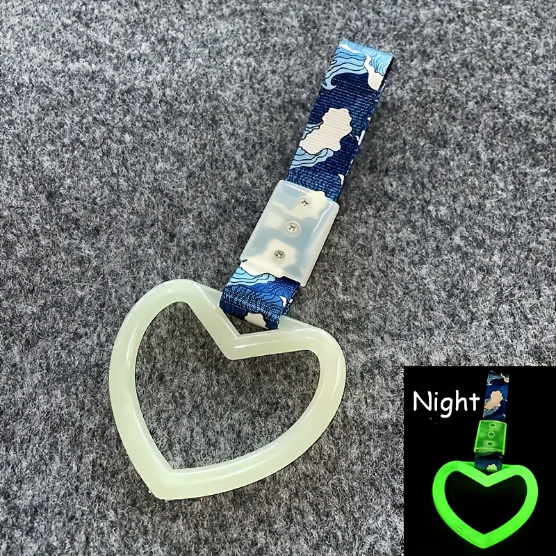 TEMU Jdm-style Heart-shaped Car Static Electricity Strip Decorative Warning Hanging Ring, Rear Bumper Warning Ring, In-car Hand Pull Ring