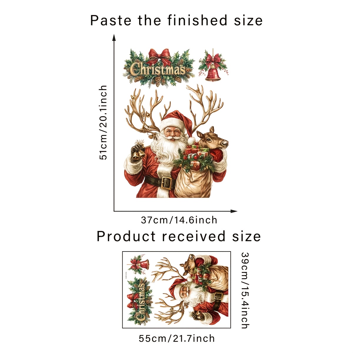 1pc Christmas Gift Pine Needle Window Sticker Creative Self-adhesive Removable Double-sided Pvc Glass Sticker, Living Room Bedroom Dining Room Window And Door Glass And Decoration Sticker