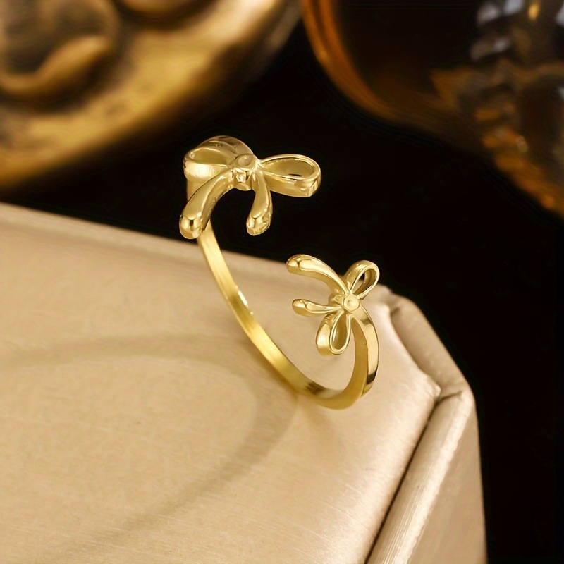 18K Golden Plated Bowknot Ring for Women