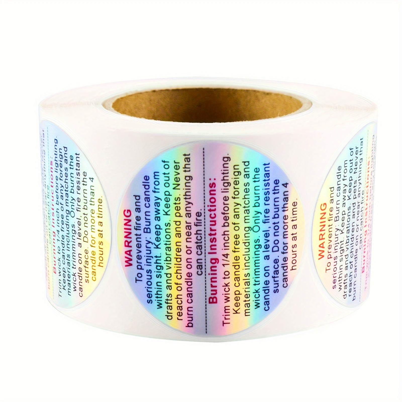 TEMU 500pcs Étiquettes Autocollantes de Défense contre l'Inflammation de Bougies en Film Laser Holographique de 1,5 pouces, Étiquettes Autocollantes