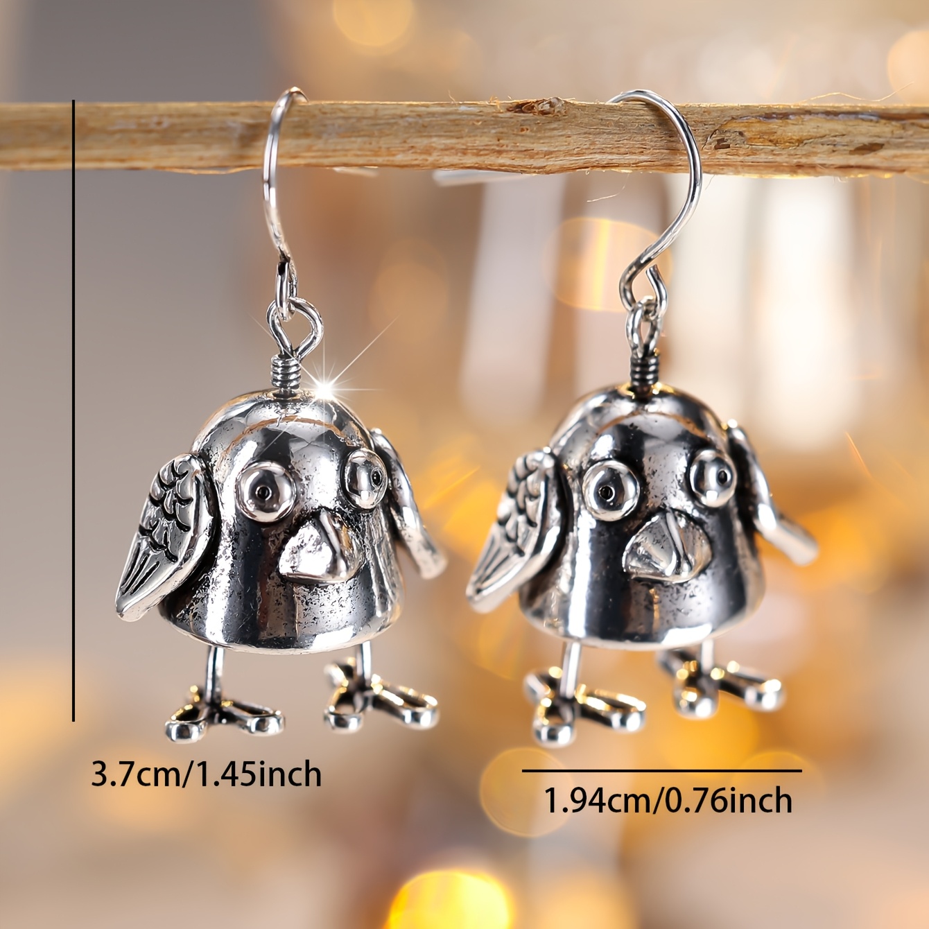 Cute Bird Carved Design Ethnic Style Earrings, Unique