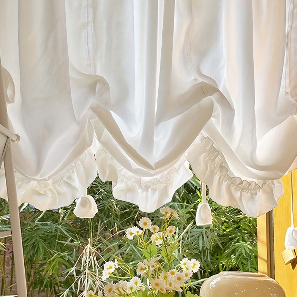 Image of 1pc Pull-down Wavy Plush-feel Curtain