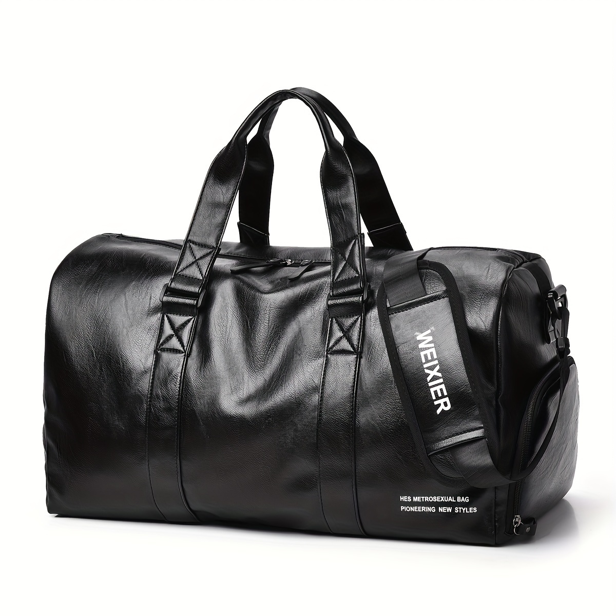 travel duffle bag men women pu leather sports gym bag shoes