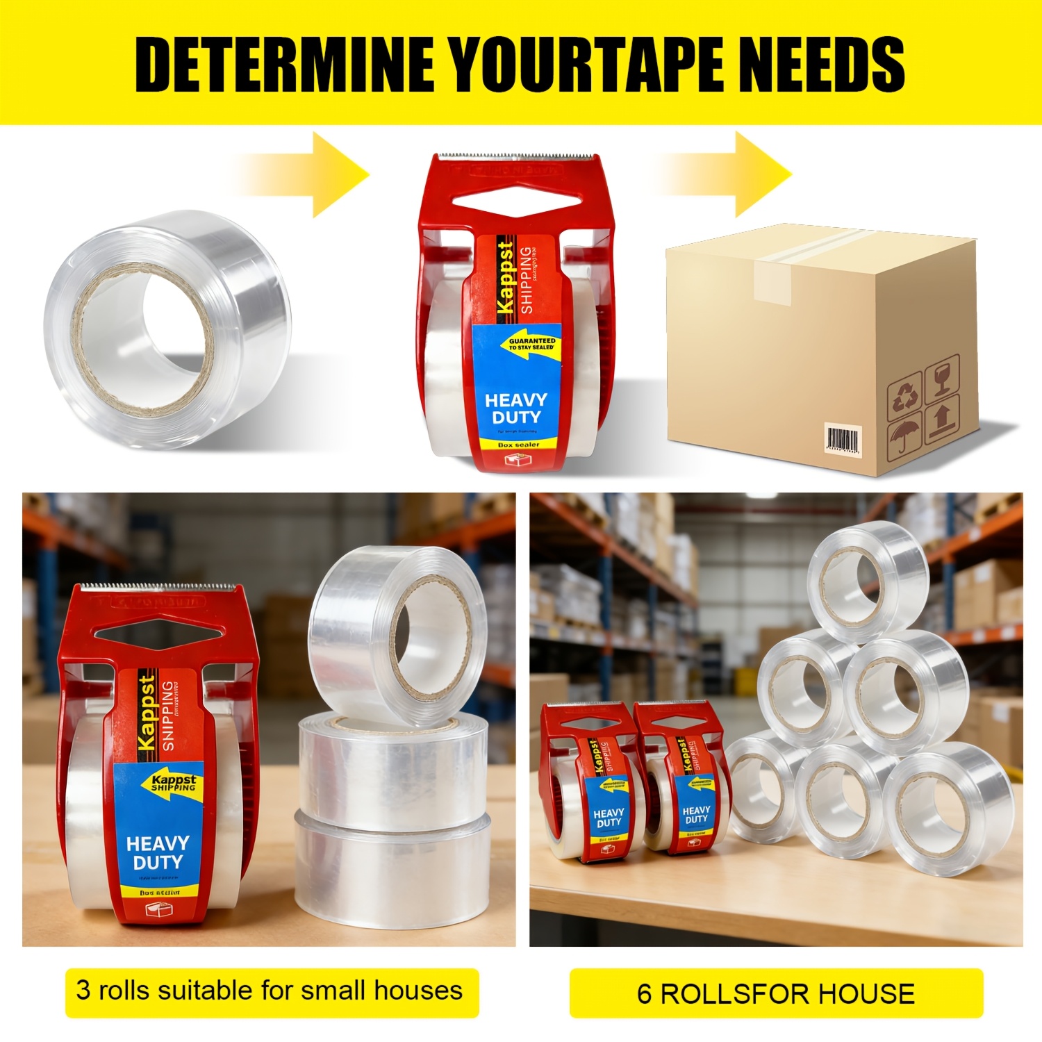 Heavy-Duty Packing Tape Set with Red Cutter