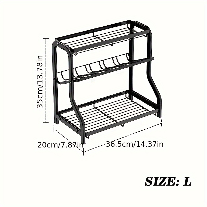 1 件现代 3 层金属调料架收纳架，喷漆饰面，台面存放调料罐，厨房配件，隔间搁板设计，3 个搁板，稳定底座，光滑边缘，厨房使用，立式搁板 详情 3