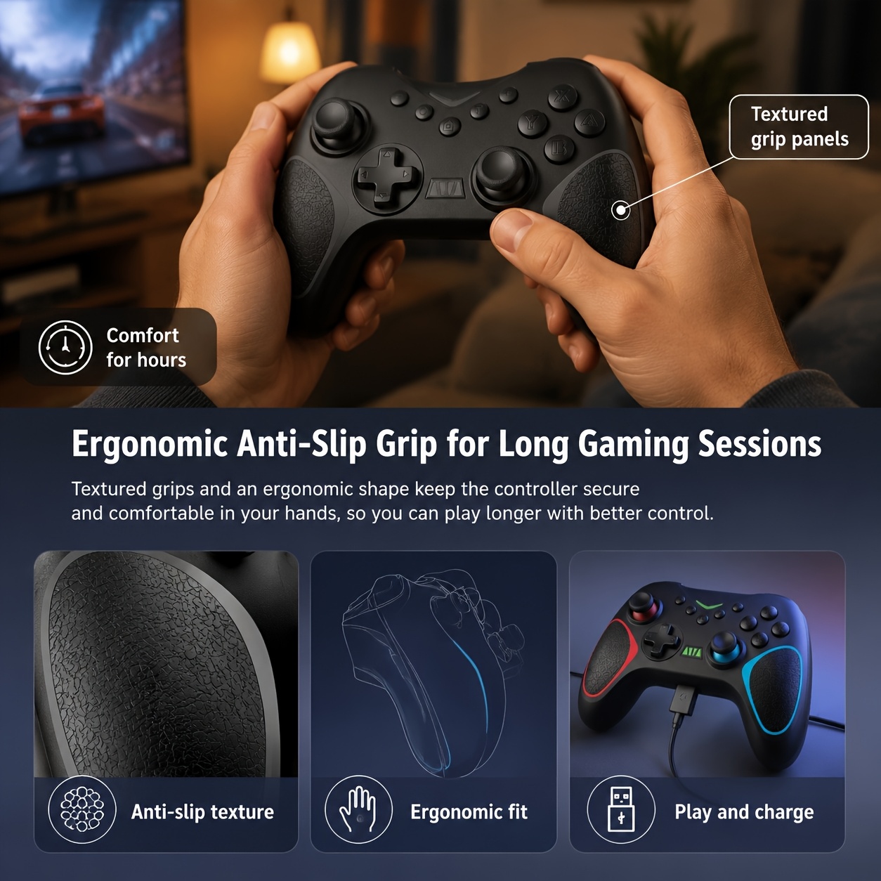 Wireless Game Controller, Compatible with Switch & PC