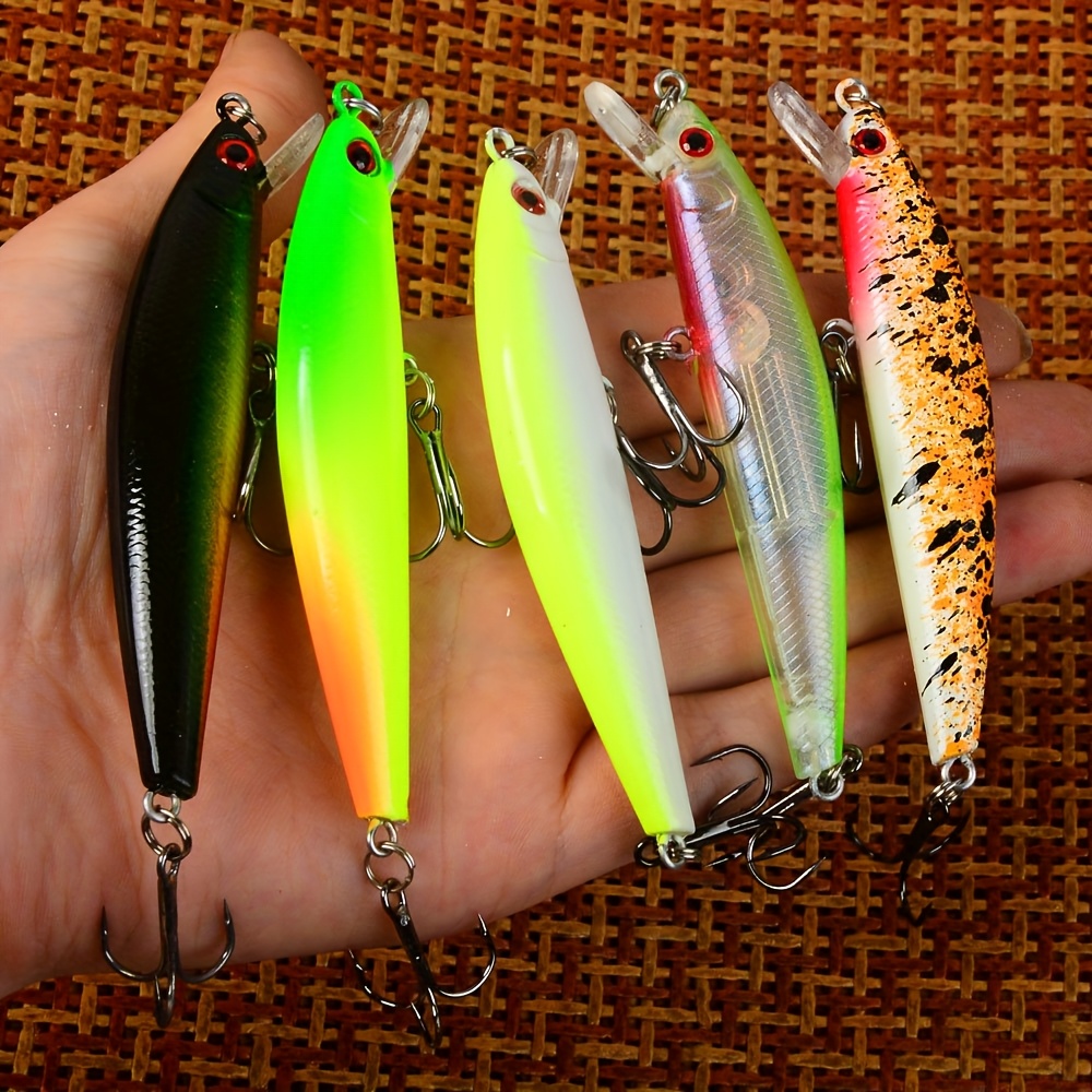 Image of 5pcs Floating Fishing Lures High Quality Minnow Tackle 5 Colors Lifelike Plastic Fake Fish Bait Pesca Topwater Baits